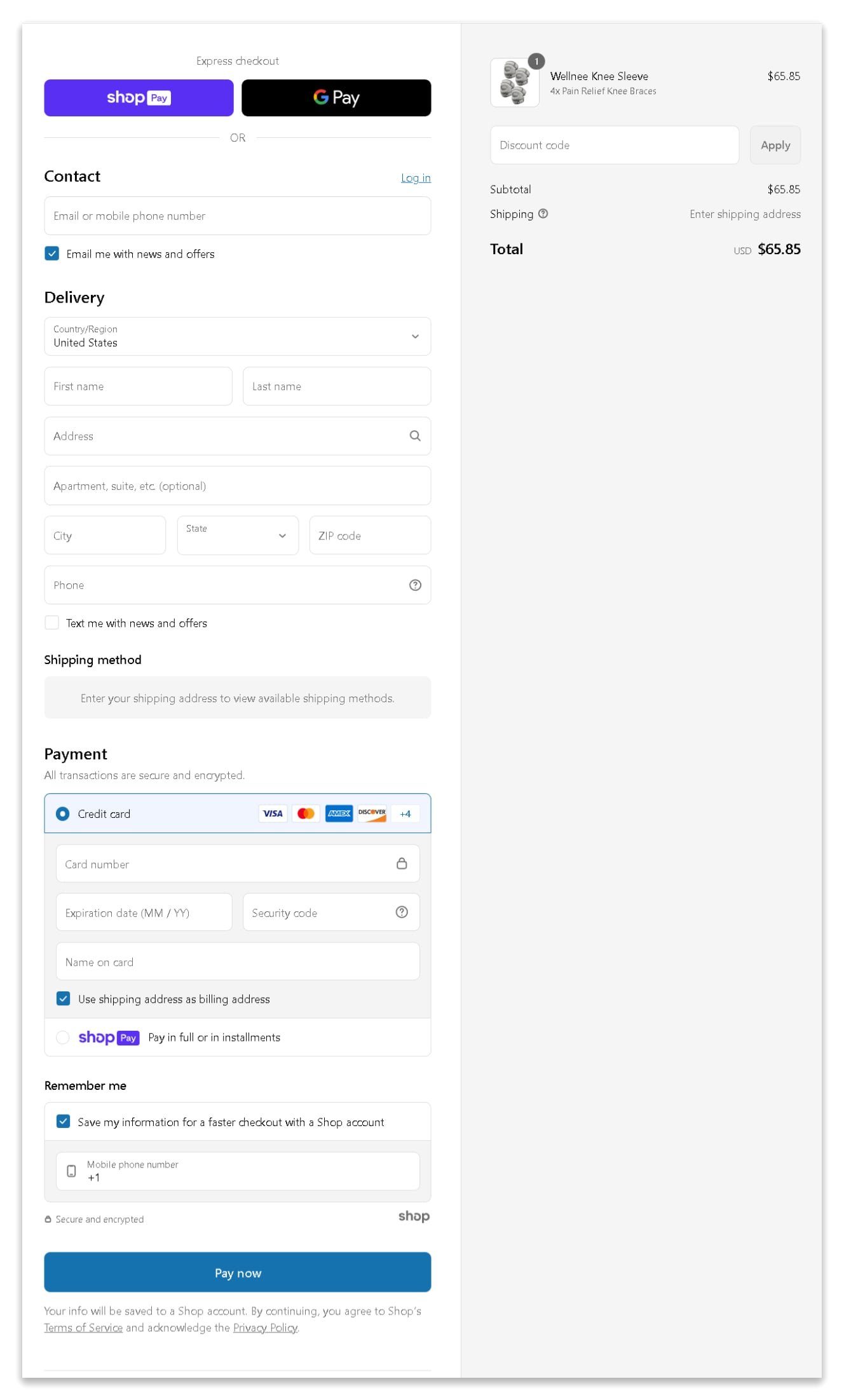 Wellnee Sleeve checkout page